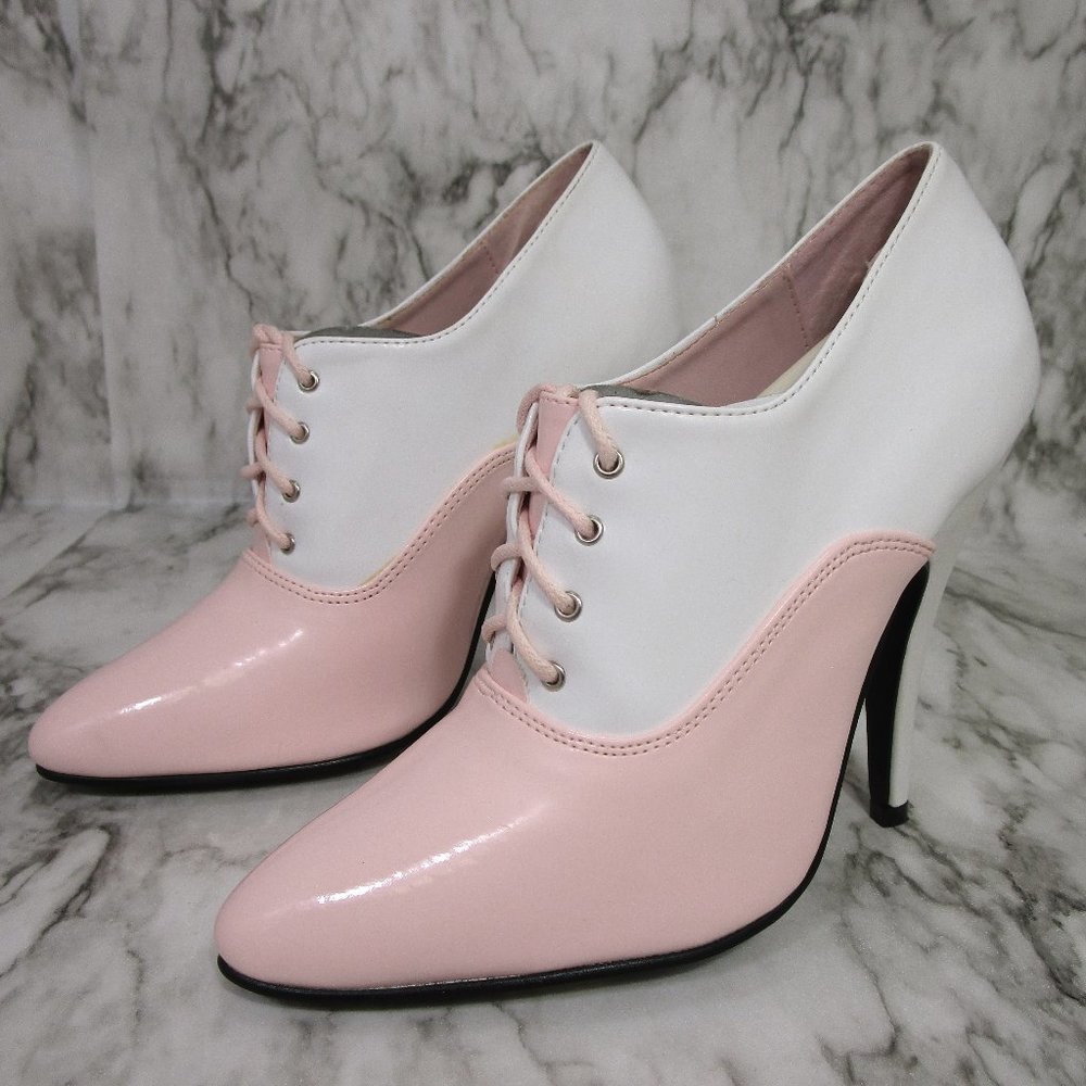 Jante  Saddle Heels Size 7, Pink and White